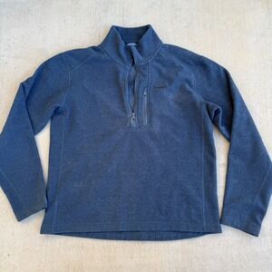 Simms Fishing Sweater Mens Large Blue Rivershed Half Zip‎ Fleece Pullover